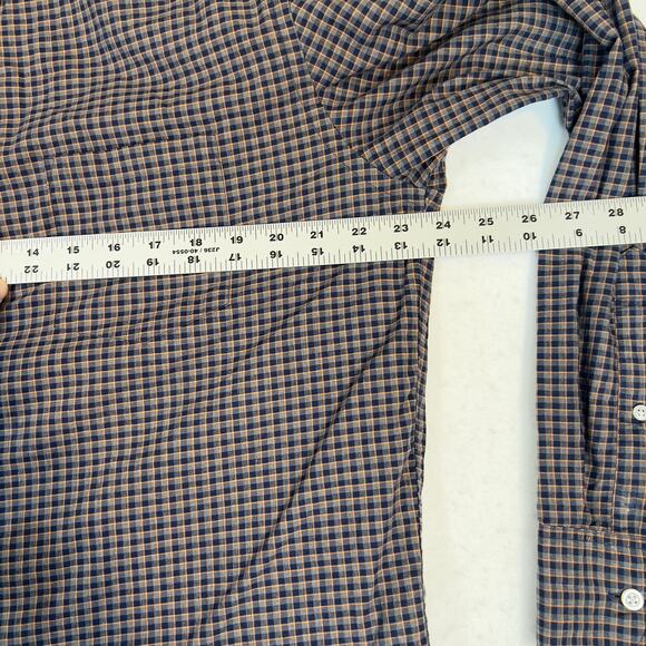 J. Crew Mercantile Flex Button Down Shirt Men's L Blue Orange Check Long Sleeve - Picture 10 of 13